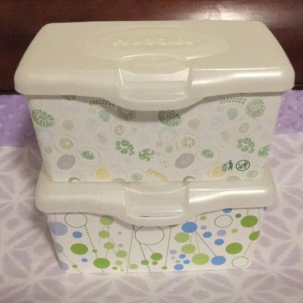 Huggies wipes refill containers.